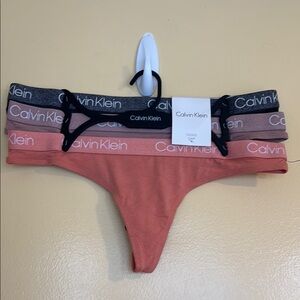 Calvin Klein Black and Pink Thong Bottoms